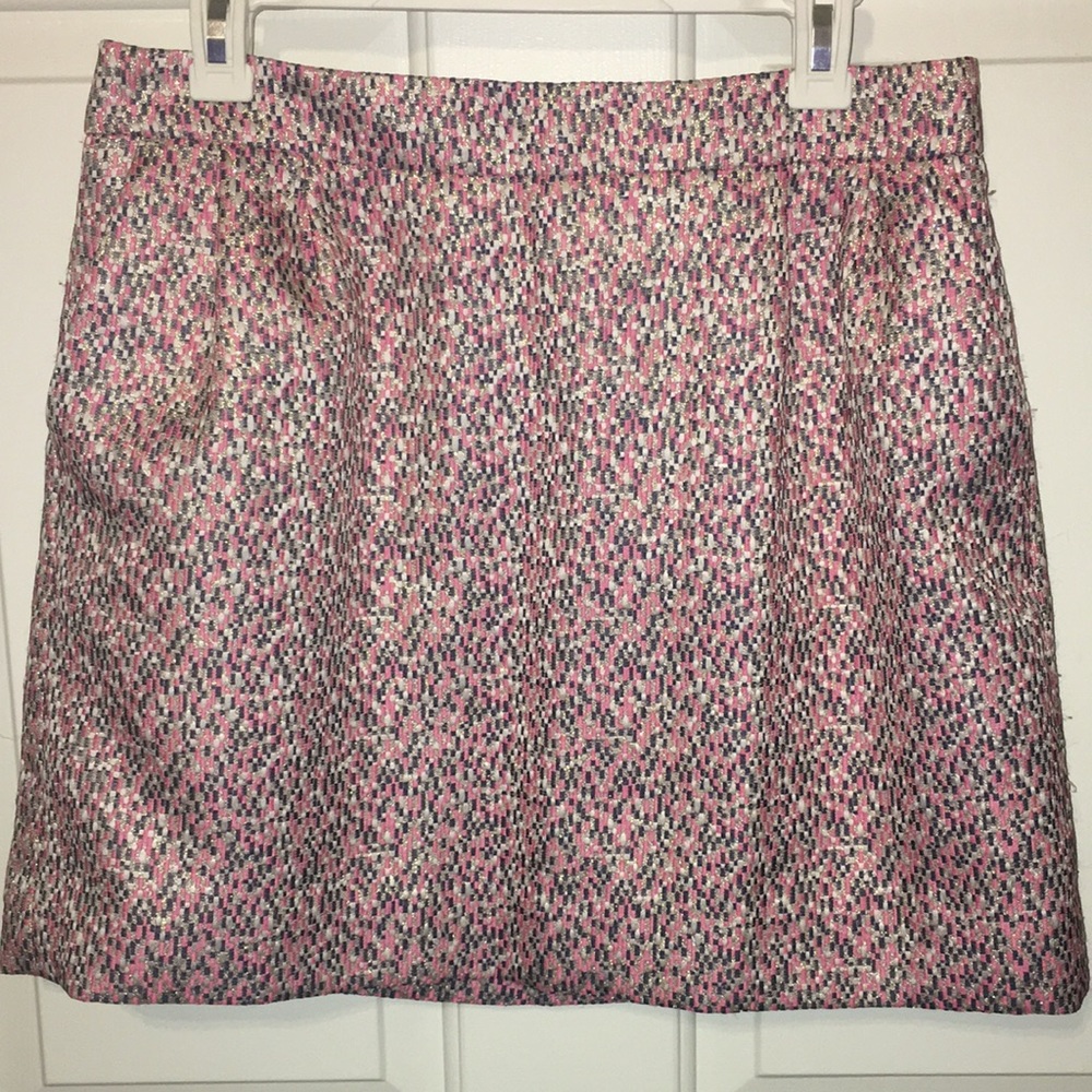 J Crew Metallic Jacquard Mini Skirt Gold Size 8